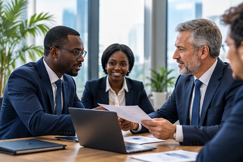 Professionnels discutant d’un partenariat commercial