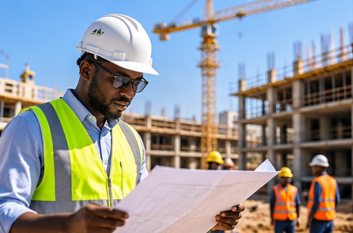 Ingénieur africain sur un chantier d’infrastructure