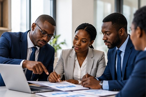 Équipe de consultants analysant des données stratégiques