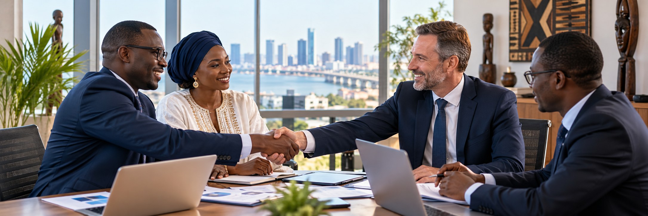 Partenaires africains et internationaux travaillant ensemble